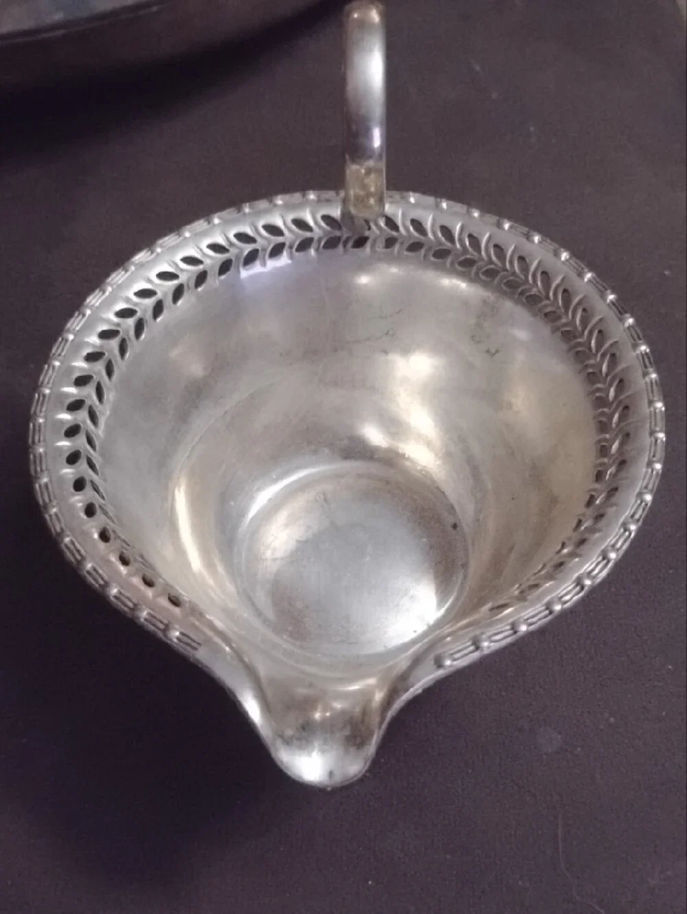 Source Unknown Silver-Tone Pierced Rim Creamer Pitcher